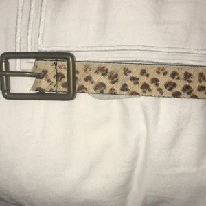Leopard print leather belt